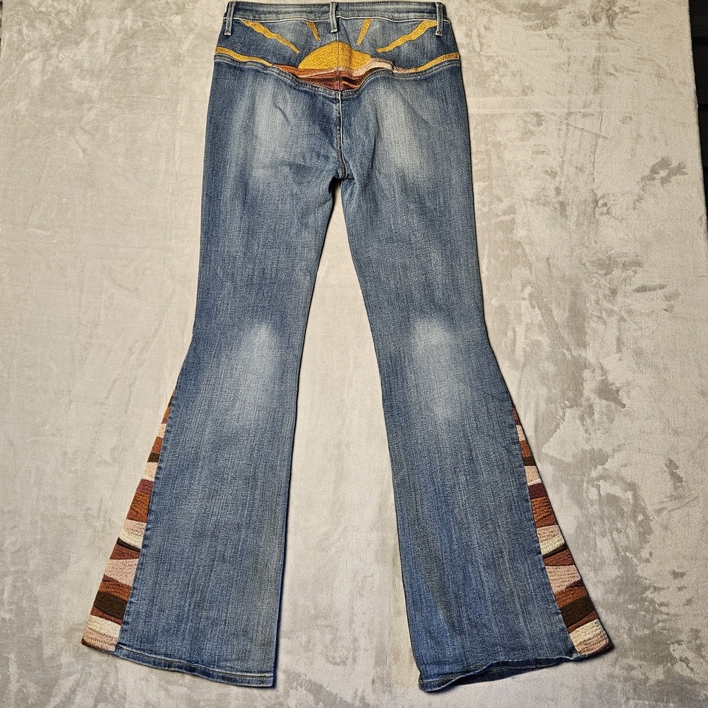 Driftwood by Free People Blue Farrah Sunset Flare Bojo Western Denim Jeans Sz 29 - Picture 3 of 12